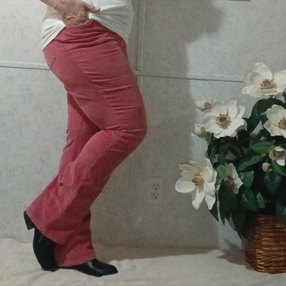 J. Jill Boot Cut Corduroy Stretch Pants Size 12 Bright Dusty Rose
